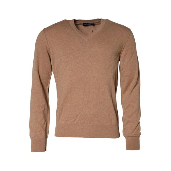 Dolce & Gabbana Brown Cashmere Knit V-neck Pullover Men's Sweater (Pre-Owned)